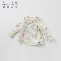 davebella戴维贝拉2019秋装新品女童碎花印花衬衫 女宝宝纯棉衬衣 山花浪漫 100cm(4Y(建议身高90-100cm))