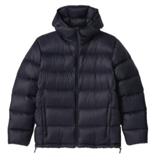 无印良品muji男士羽绒风帽夹克衫深海军蓝xl