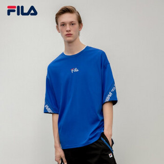 1FILA 斐乐官方 男子针织短袖衫 2019秋季新款宽松短袖T男上装 耳其海-RB 170/92A/M