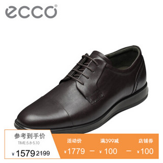 ECCO爱步 商务正装圆头男士皮鞋 舒适耐磨德比鞋 杰瑞德17SS602074 深咖啡色60207401166 39