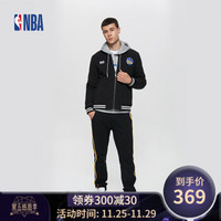 转VIP！！！NBA 勇士队城市剪影印花黑色圆领拉链棒球服 S