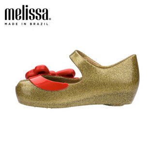 mini Melissa梅丽莎春夏迪士尼合作款小童蝴蝶结单鞋32467 闪金色/红色 内长14.5cm