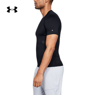 安德玛官方 UA RUSH 男子 强力伸缩型短袖T恤 Under Armour-1327644 黑色001 L