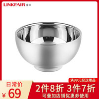 凌丰(LINKFAIR)304不锈钢饭碗成人儿童碗双层加厚隔热防烫米饭小碗 双层碗厂家直发 LFFW-JR11