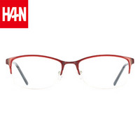 汉（HAN）近视眼镜框架男女款 时尚学生休闲防辐射光学眼镜潮 49203 优雅红色 配1.60非球面变灰色镜片(0-800度)