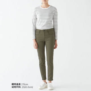 无印良品 MUJI 女式 棉混弹力 紧身裤 军绿色 26inch