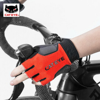 猫眼（CATEYE） 骑行手套半指夏季透气舒适自行车山地车短指手套男女通用款 红色 XL