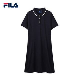 FILA 斐乐官方 女子连衣裙 2019夏季新款 高端商务针织连衣裙裙装 传奇蓝-NV 170/88A/L