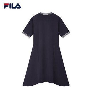 FILA 斐乐官方 女子连衣裙 2019秋季新款运动休闲针织连衣裙女裙 传奇蓝-NV 160/80A/S