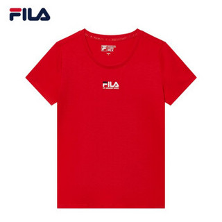 FILA 斐乐官方 女子套装 2019夏季新款LOGO短袖T恤运动休闲长裤女 传奇红F11W928108FRD-F11W9286 165/84A/M