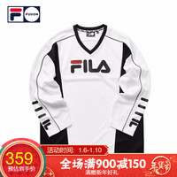 FILA FUSION 斐乐 男子长袖T恤 2019冬季新款休闲运动LOGO长袖衫 白色-WT（宽松版型，建议拍小一码） 170/92A/M