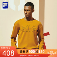 4FILA 斐乐官方 男子卫衣 2020春季新款时尚运动无帽卫衣长袖针织套头衫男 落叶黄-GD 170/92A/M