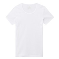 無印良品 MUJI 無印良品 女式 棉罗纹编织圆领短袖T恤 白色 S