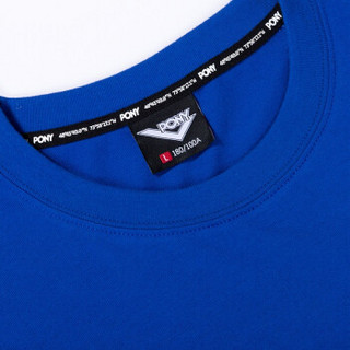 PONY/波尼春夏季男女情侣圆领运动休闲字母透气短袖T恤92W2AT83 蓝色（男） M