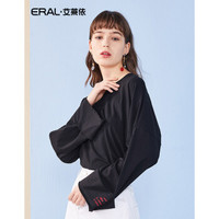 ERAL/艾莱依商场同款长袖t恤女2018夏季新款韩版上衣女601823066 黑色 XL