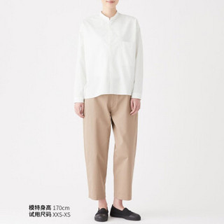无印良品 MUJI Labo 男女通用 棉高密度 立领衬衫 米白色 XXS-XS