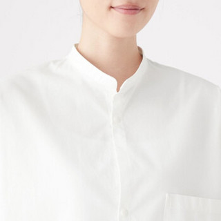 无印良品 MUJI Labo 男女通用 棉高密度 立领衬衫 米白色 XXS-XS