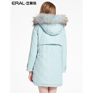 艾莱依新款可脱卸领时尚中长款羽绒服ERAL16023-EDAA 海沫蓝 170/92A/XL