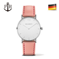 PAULHEWITT德国潮牌手表女士腕表牛皮表带简约石英表 暗粉色表带 36mm