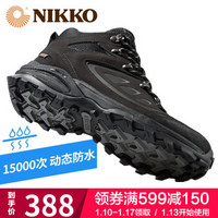 Nikko登山鞋男高帮户外鞋新品日高男士徒步鞋防水防滑爬山鞋夏季 黑色 40