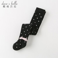 davebella戴维贝拉冬天新款儿童女童连裤袜 宝宝加厚保暖打底裤袜 白色圆点 90cm(3Y(建议身高85-95cm))