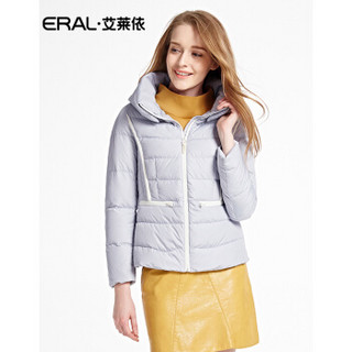 艾莱依新款韩版立领羽绒服修身显瘦短款女ERAL12002-EDAA 迷雾灰 155/80A/S