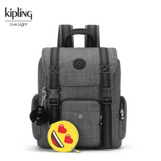 Kipling X Emoji表情联名款2018潮款男女背包轻量双肩包 牛仔深灰