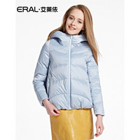 艾莱依韩版连帽加厚新款羽绒服女长袖短款ERAL12015-EDAA 冰粉蓝 160/84A/M