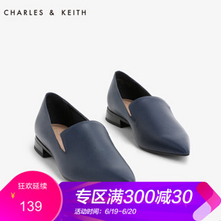 CHARLES & KEITH CK1-70900105 女士尖头低跟单鞋 (浅蓝色、41)