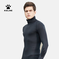 KELME卡尔美运动健身衣男紧身长袖T恤加绒高领保暖训练跑步打底服E3881109 黑色 L