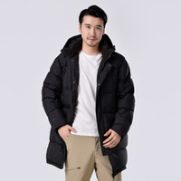 君羽户外羽绒服男中长款 加厚鹅绒服 冬季新品男士加大冬装防寒保暖外套 C52037 800蓬 黑色 m