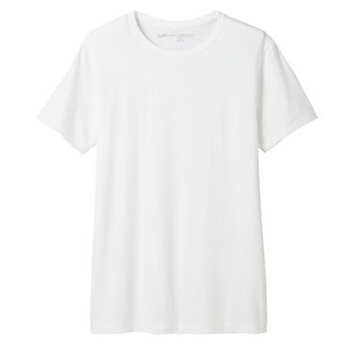 无印良品 MUJI 男式 棉保暖 圆领短袖T恤 米白色 XL