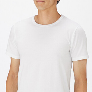 无印良品 MUJI 男式 棉保暖 圆领短袖T恤 米白色 XL