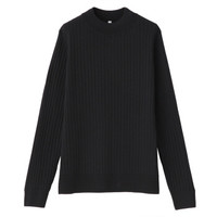 無印良品 MUJI 無印良品 女式 羊毛蚕丝 宽罗纹瓶颈领毛衣 黑色 M