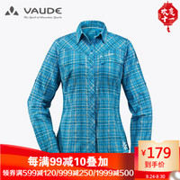 VAUDE/巍德 春秋户外徒步运动透气长袖格子衬衫女款 05032 青蓝 M