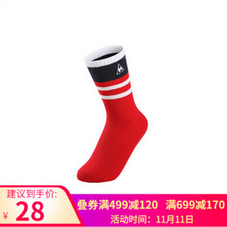 [19新品]乐卡克法国公鸡条纹款式高帮袜休闲运动袜男女CB-9042193 红色 24-26