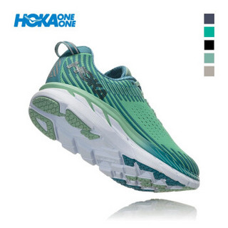 HOKA ONE ONE女克利夫顿5缓冲平衡公路跑步鞋Clifton5支撑透气轻便运动鞋 灰绿 / 风暴蓝 US 8/ 250mm