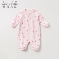 davebella戴维贝拉春装款新生儿衣服男女宝宝连体衣 婴儿卡通爬服 天鹅印花 73cm（18M(建议身高66-73cm））