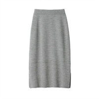 無印良品 MUJI 無印良品 女式 羊毛混双面针织 裙 灰色 女式M-L
