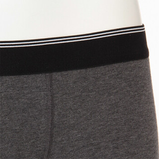 无印良品 MUJI 男式 棉混弹力前封口低腰平角裤 中灰色X横条 L