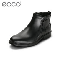 ECCO爱步冬季商务牛皮靴子男 潮流青年轻盈短筒鞋 里斯 黑色62217401001 41