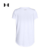 安德玛官方 UA Linear女童 运动短袖T恤 Under Armour-1327895 白色100 童M