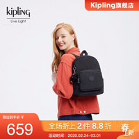 kipling女款帆布包双肩背春季新款时尚潮流双肩包|MALCOM 深黑色