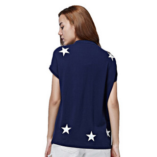 Kappa卡帕  女短袖T恤 女翻领半袖上衣 POLO衫 K0622PD06 深蓝-882 XL
