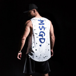 MSGD训练背心 男子运动健身无袖篮球衣 白色 M(现货开售)