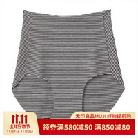 无印良品 MUJI 女式 整体无缝头 棉混高腰短裤 黑色X横条 XXL