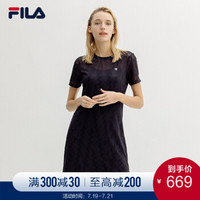 FILA（斐乐）Cross Over  系列官方女子连衣裙 2019夏季新款高端优雅短袖连衣裙两件套 传奇蓝-NV（不可机洗） 165/84A/M