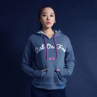 MSGD运动卫衣 女子健身套头衫宽松保暖连帽上衣 浅灰色 M(现货开售)