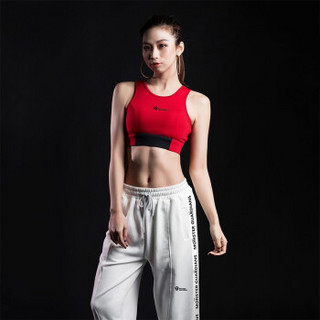MSGD运动文胸 女子中强度运动内衣瑜伽训练健身背心式bra胸罩 Chinese Red 中国红 S