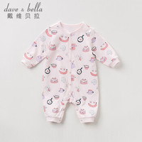 davebella戴维贝拉春季新品新生儿衣服男女宝宝连体衣 婴儿长爬服 甜点印花 80cm(24M(建议身高73-85cm))